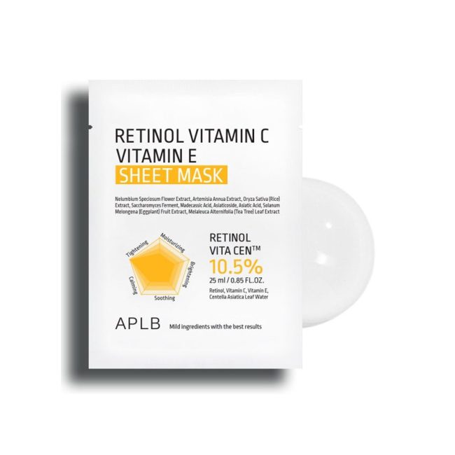 APLB Retinol Vitamin C Vitamin E Sheet Mask 25ml APLB Retinol Vitamin C Vitamin E Sheet Mask 25ml