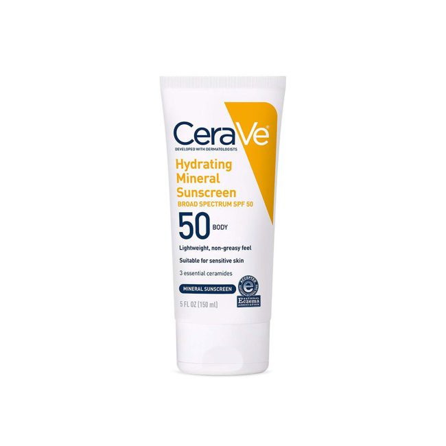 CeraVe Hydrating Mineral Body Sunscreen Broad Spectrum SPF 50 (150ml) CeraVe Hydrating Mineral Body Sunscreen Broad Spectrum SPF 50 (150ml)