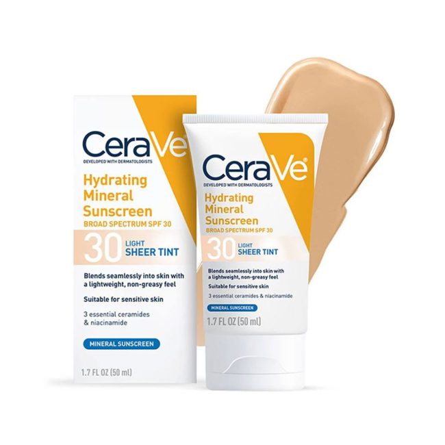 CeraVe Hydrating Mineral Sunscreen SPF 30 Light Sheer Tint – 50ml CeraVe Hydrating Mineral Sunscreen SPF 30 Light Sheer Tint – 50ml