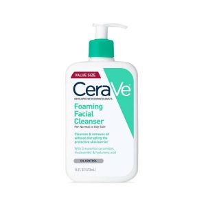 Cerave Foaming 𝐅𝐚𝐜𝐢𝐚𝐥 𝐂𝐥𝐞𝐚𝐧𝐬𝐞𝐫 For Normal To Oily Skin – 473ml (Made in USA)