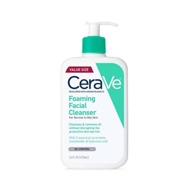 Cerave Foaming 𝐅𝐚𝐜𝐢𝐚𝐥 𝐂𝐥𝐞𝐚𝐧𝐬𝐞𝐫 For Normal To Oily Skin – 473ml (Made in USA)