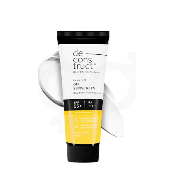 Deconstruct Gel Sunscreen – SPF 55+ And PA+++ Water Resistant Sunscreen- 50g Deconstruct Gel Sunscreen – SPF 55+ And PA+++ Water Resistant Sunscreen- 50g