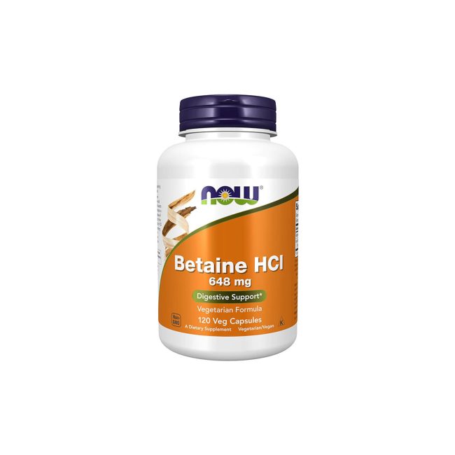 NOW Betaine HCl 648 mg – 120 Veg Capsules NOW Betaine HCl 648 mg – 120 Veg Capsules