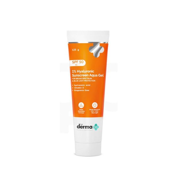 The Derma Co 1% Hyaluronic Sunscreen Aqua Gel – 125g The Derma Co 1% Hyaluronic Sunscreen Aqua Gel – 125g