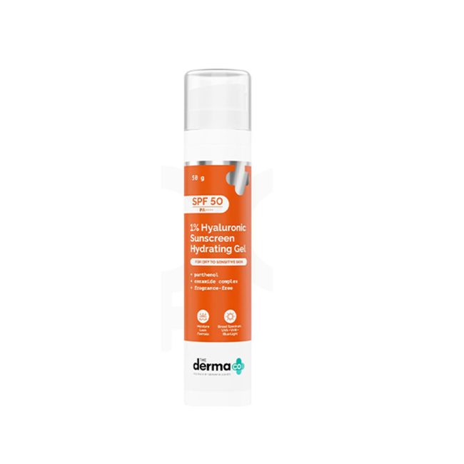 The Derma Co 1% Hyaluronic Sunscreen Hydrating Gel with SPF 50 PA++++ – 50 g