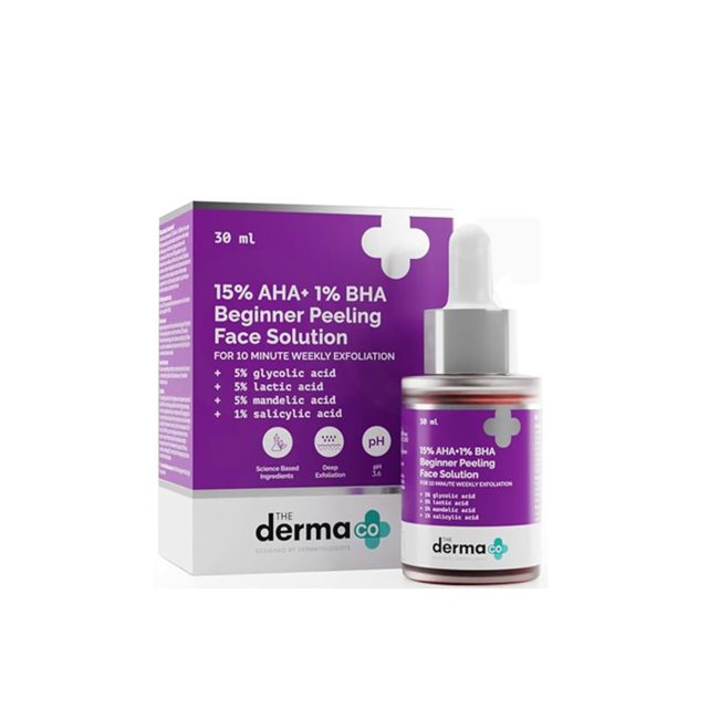 The Derma Co 15% AHA+1% BHA Beginner Face Peeling Solution – 30ml The Derma Co 15% AHA+1% BHA Beginner Face Peeling Solution – 30ml