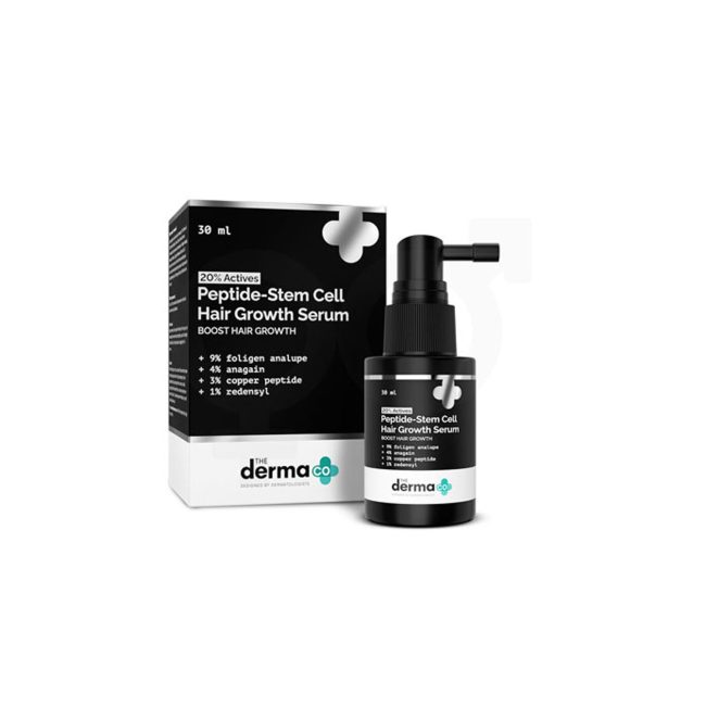 The Derma Co 20% Actives Peptide-Stem Cell Hair Growth Serum with Foligen Analupe & Anagain For Hair Growth – 30 ml
