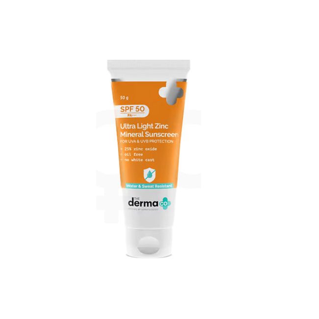 The Derma Co Ultra Light Zinc Mineral Sunscreen with SPF 50 PA+++ – 50g The Derma Co Ultra Light Zinc Mineral Sunscreen with SPF 50 PA+++ – 50g
