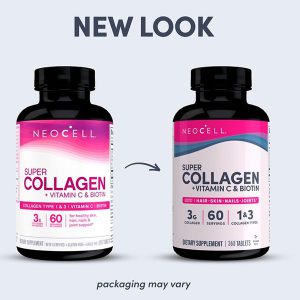 NeoCell – Super Collagen (Types 1 & 3) + Vitamin C And Biotin Tablets, 90 Ct